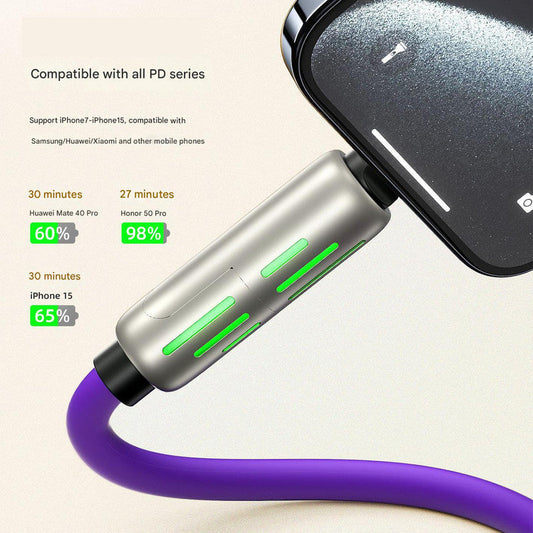 Universal PD Fast Charging Cable with LED Indicator - Zinc Alloy, Durable 1.5m Silicone Cord - Multiple Connector Options(Orange) Kemu |Fashion Home Kitchen Beauty