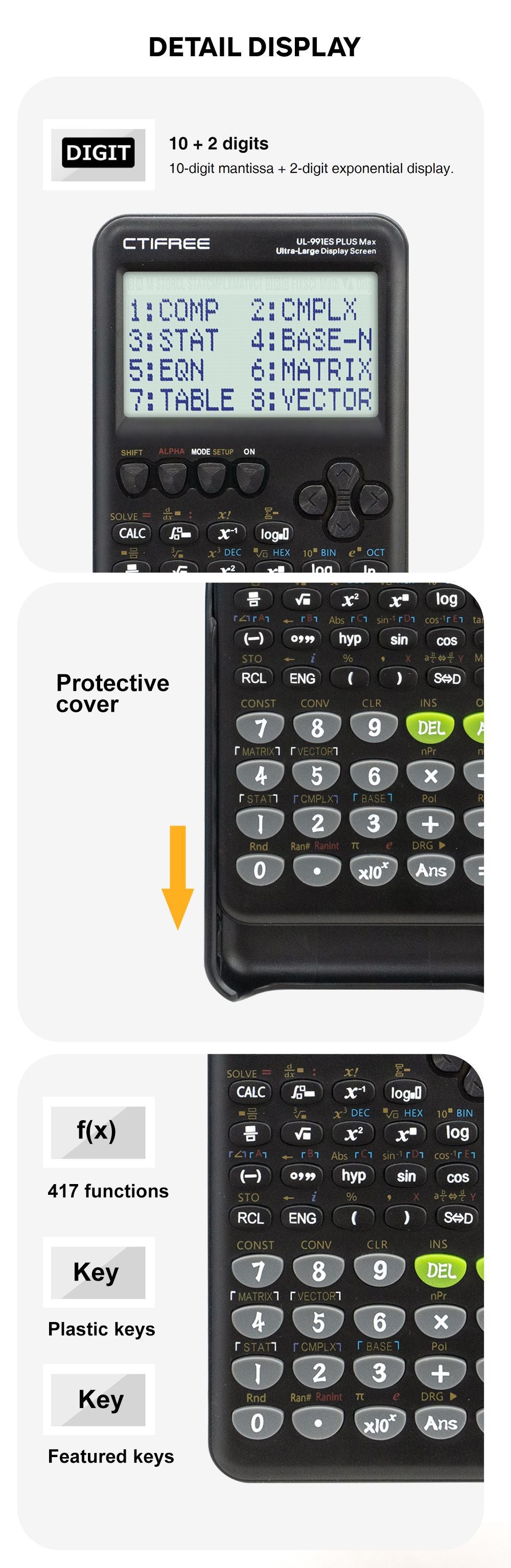 Advanced Scientific Calculator with 417 Functions & Large Natural Textbook Display(silver) Kemu |Fashion Home Kitchen Beauty