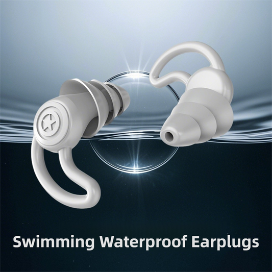 Silicone Ear Plugs for Sleeping and Swimming - 2 Pairs Grey Reusable Waterproof Noise Reduction Earplugs
