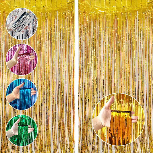 10 Pcs Pink Shiny Tinsel Foil Fringe Curtain - 1m x 2m Metallic Streamer Backdrop for Birthday Parties, Weddings, Christmas, and Stage Decor - Gold Plastic Photo Prop Kemu |Fashion Home Kitchen Beauty