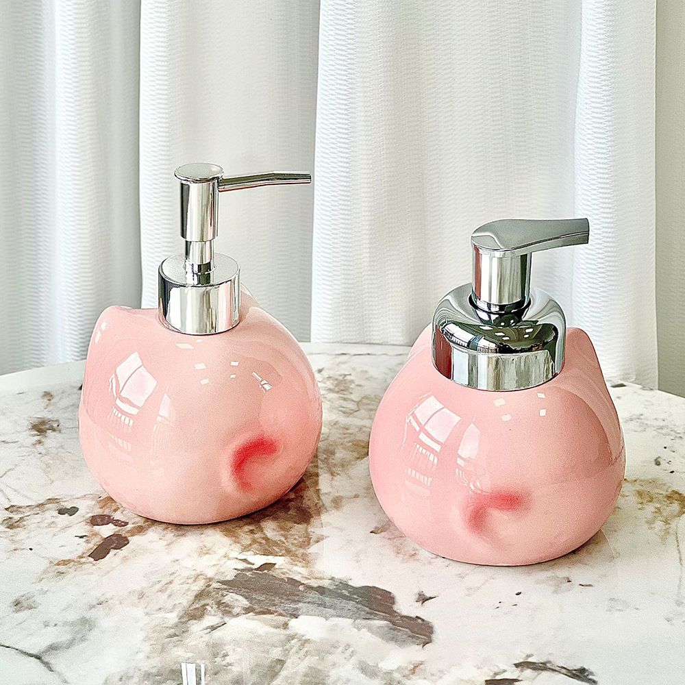 Pink Cute Pink Pig Ceramic Soap Dispenser with Pump - Adorable Bathroom Accessory for Lotion, Shampoo, and Shower Gel Kemu |Fashion Home Kitchen Beauty