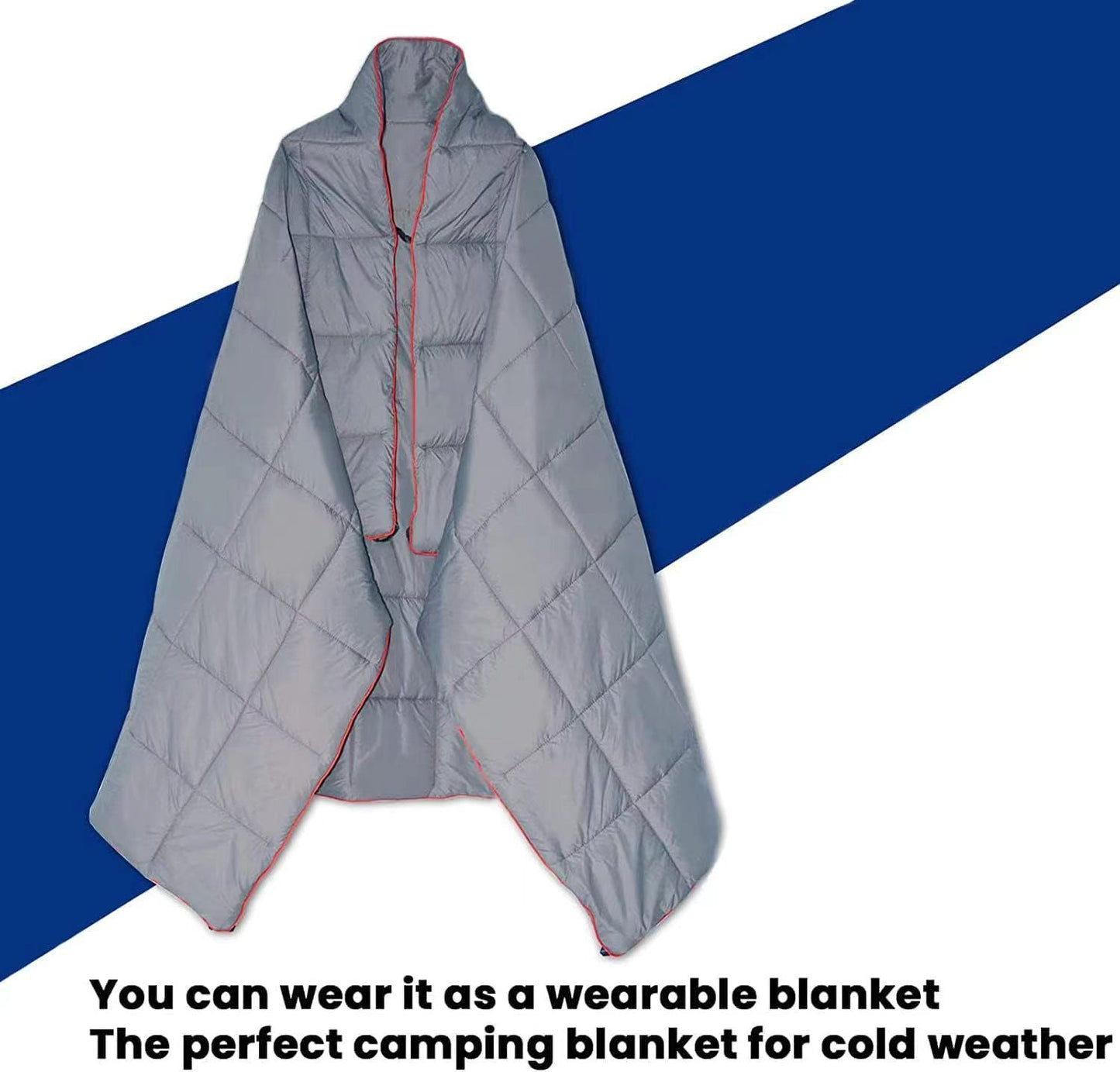 200x140cm Green Large Outdoor Camping Down Cotton Wearable Warmth Blanket, Quilted Poncho Shawl Throw with Storage Bag, Lightweight Warm Camping Quilt for Camping Travel Home Use Kemu |Fashion Home Kitchen Beauty