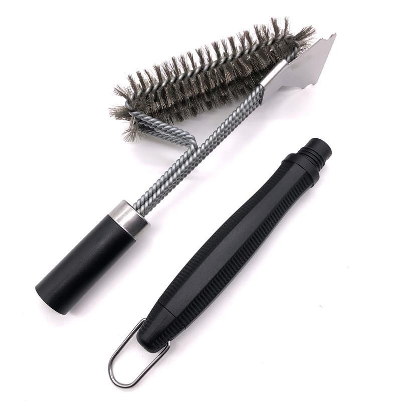 BBQ Grill Cleaning Brush with 3-Row Stainless Steel Wire Bristles, Detachable Handle and Scraper - Heavy Duty BBQ Cleaning Tool for Grill Grates, Smokers and Outdoor Barbecue Use Kemu |Fashion Home Kitchen Beauty