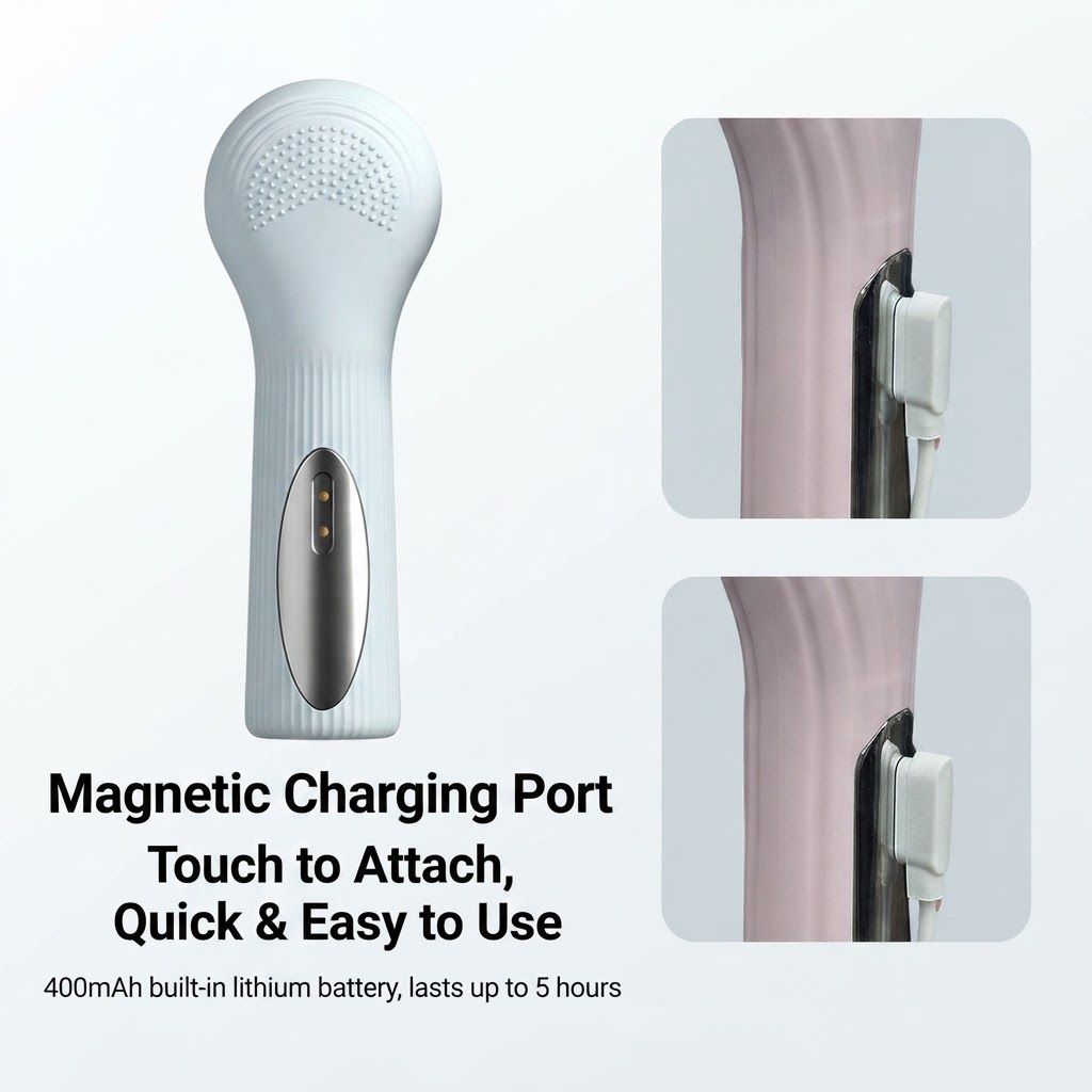 Purple 45°C Constant Heating Silicone Facial Cleansing Brush and 3pcs 8-Layer Fine Foaming Nets Set - Electric Sonic Face Scrubber with Dual-Sided Cleaning Surface & 3-Speed Vibration Massage, IPX7 Waterproof Skincare Absorption and Massage Device