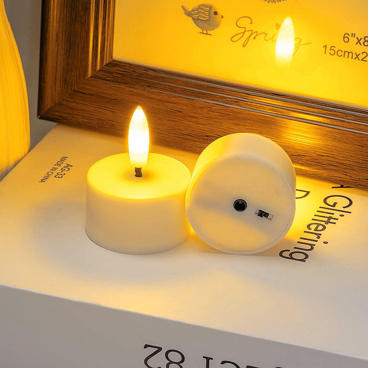 LED Rechargeable Flameless Candle Night Light Set (4 Units, with Lampshade)– USB Charging Decorative Tea Light Ambient Lighting for Christmas & Home Decor Kemu |Fashion Home Kitchen Beauty
