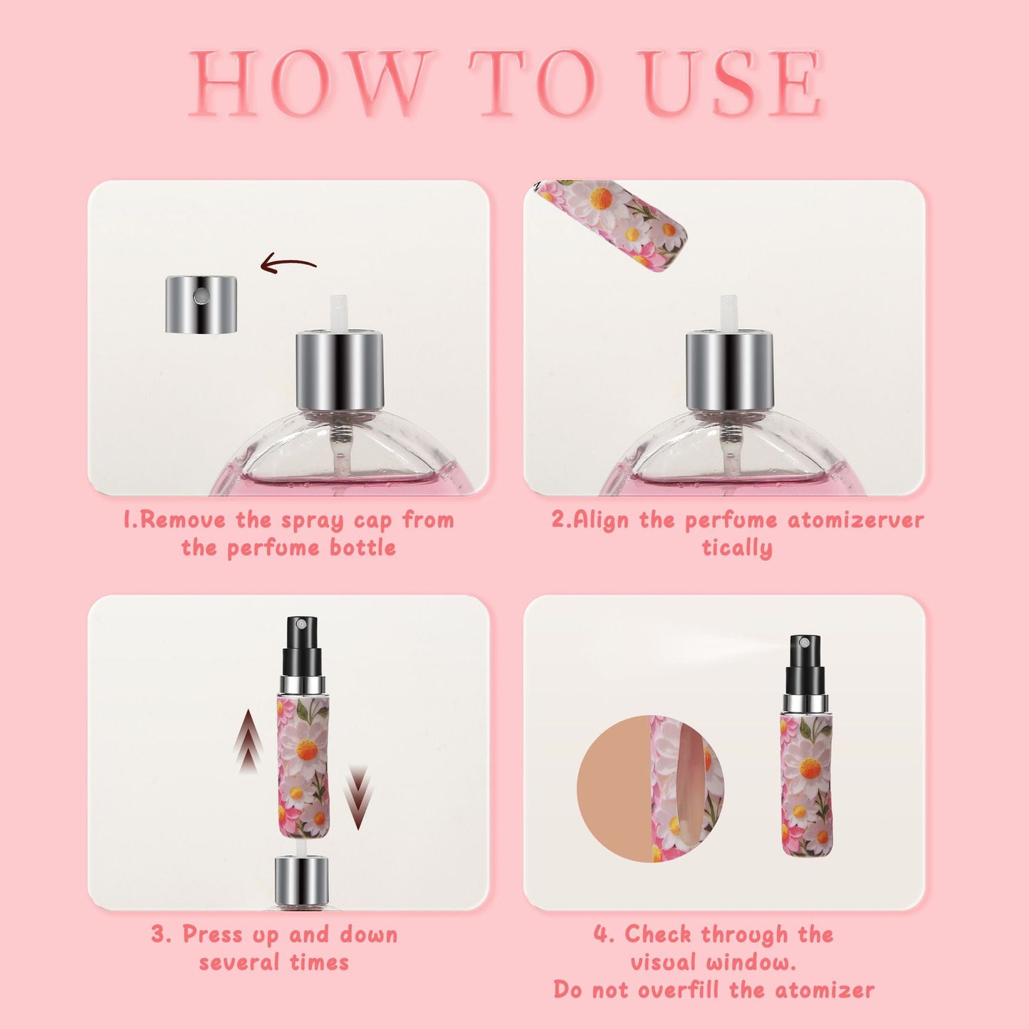 3 Pack Light Pink 5ml Portable Perfume Atomizer Keychain Butterfly Charm Floral Refillable Travel Spray Bottle Set - Same Design Kemu |Fashion Home Kitchen Beauty
