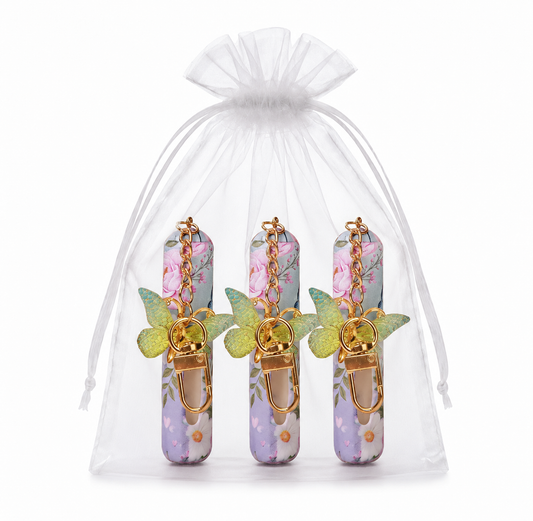 3 Pack Blue 5ml Portable Perfume Atomizer Keychain Butterfly Charm Floral Refillable Travel Spray Bottle Set - Same Design Kemu |Fashion Home Kitchen Beauty