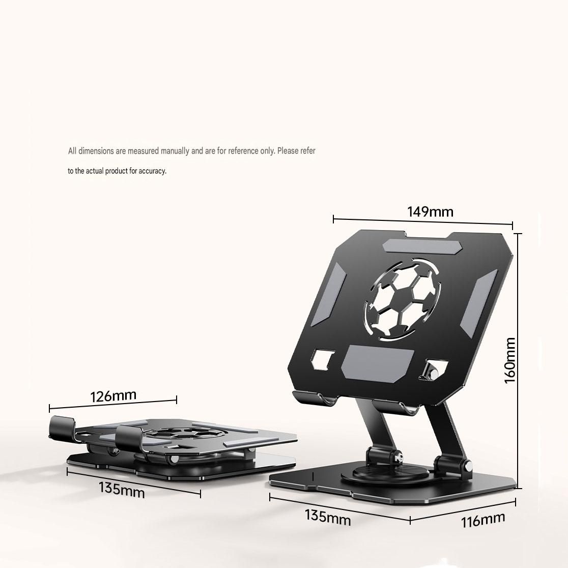 Black 360 Degree Rotating Tablet and Phone Stand Adjustable Desktop Holder Foldable Aluminium Alloy Device Stand for Video Calls Streaming Study and Office Us Kemu |Fashion Home Kitchen Beauty