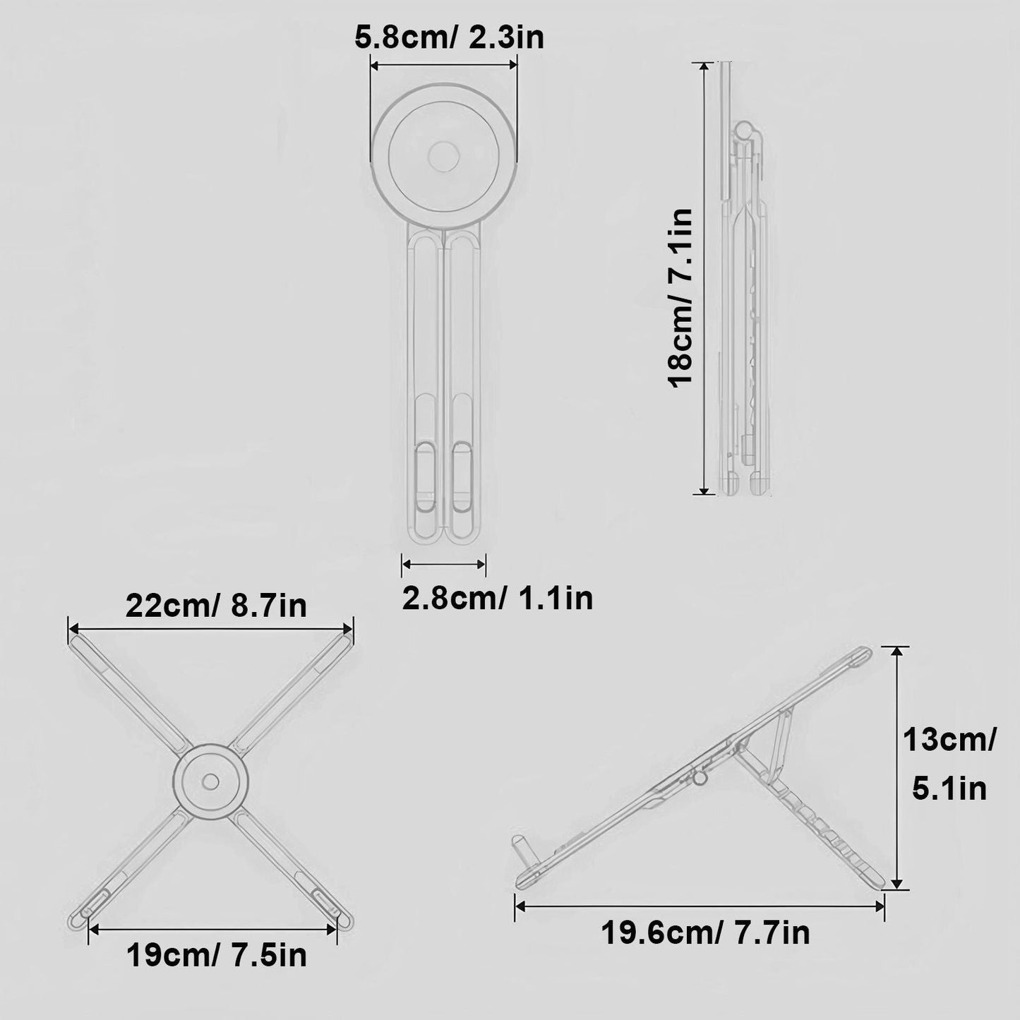 Grayish blue Foldable Magnetic Phone & Tablet Stand Aluminium Alloy Laptop Holder Adjustable Desktop Stand for Mobile Phone, Tablet and Notebook Kemu |Fashion Home Kitchen Beauty