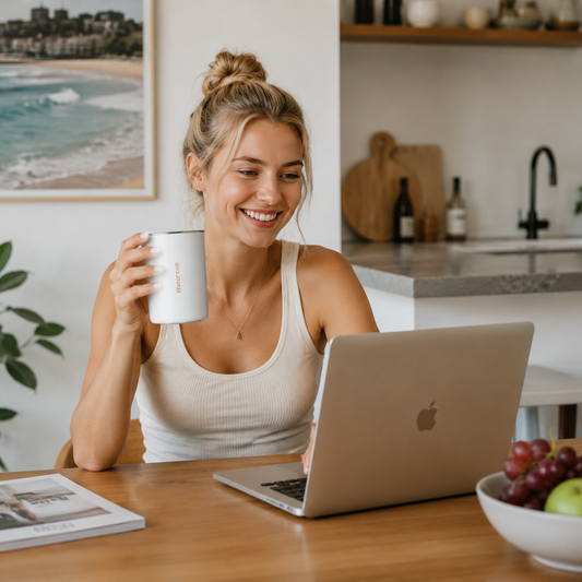 White 304 Stainless Steel Magnetic Hanging Water Bottle, 12.17 oz Double-Wall Insulated Coffee/Milk Cup with Magnetic Coaster Kemu |Fashion Home Kitchen Beauty