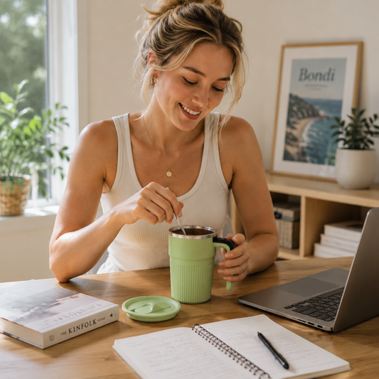 Green Electric Self Stirring Mug with Temperature Display Type-C Rechargeable Insulated Coffee Mixing Cup Portable Magnetic Stirring Mug for Coffee Milk Protein Shake Home Office Use Kemu |Fashion Home Kitchen Beauty