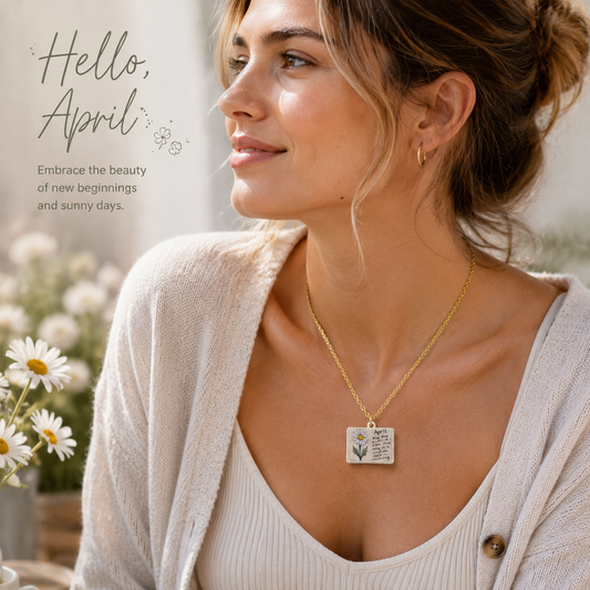 Vintage-style book necklace with April birthday flowers, a luxurious gold-plated bronze exquisite floral pendant gift Kemu |Fashion Home Kitchen Beauty