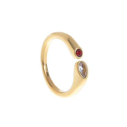 Adjustable Birthstone(June) Open Ring Set 18K Gold Plated Stainless Steel Minimalist Dainty Stackable Gemstone Rings Personalized Jewelry Gift Box Included Everyday Wear Gift Kemu |Fashion Home Kitchen Beauty