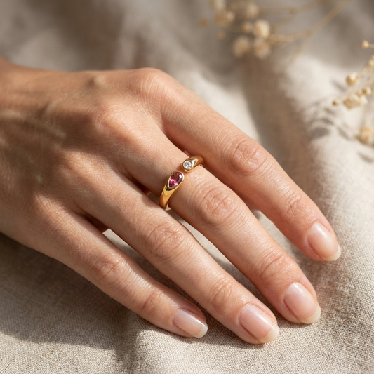 Adjustable Birthstone(July) Open Ring Set 18K Gold Plated Stainless Steel Minimalist Dainty Stackable Gemstone Rings Personalized Jewelry Gift Box Included Everyday Wear Gift Kemu |Fashion Home Kitchen Beauty