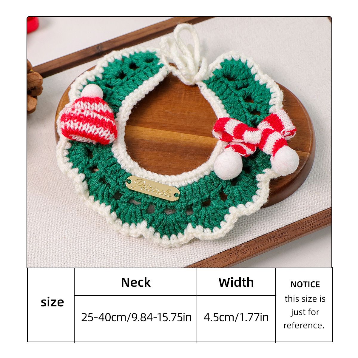 Christmas Pet Collar(Green scarf and hat) Knitted Festive Dog Cat Collar Red Green Adjustable Soft Lightweight Holiday Pet Accessories for Small Dogs and Cats Party Wear Kemu |Fashion Home Kitchen Beauty