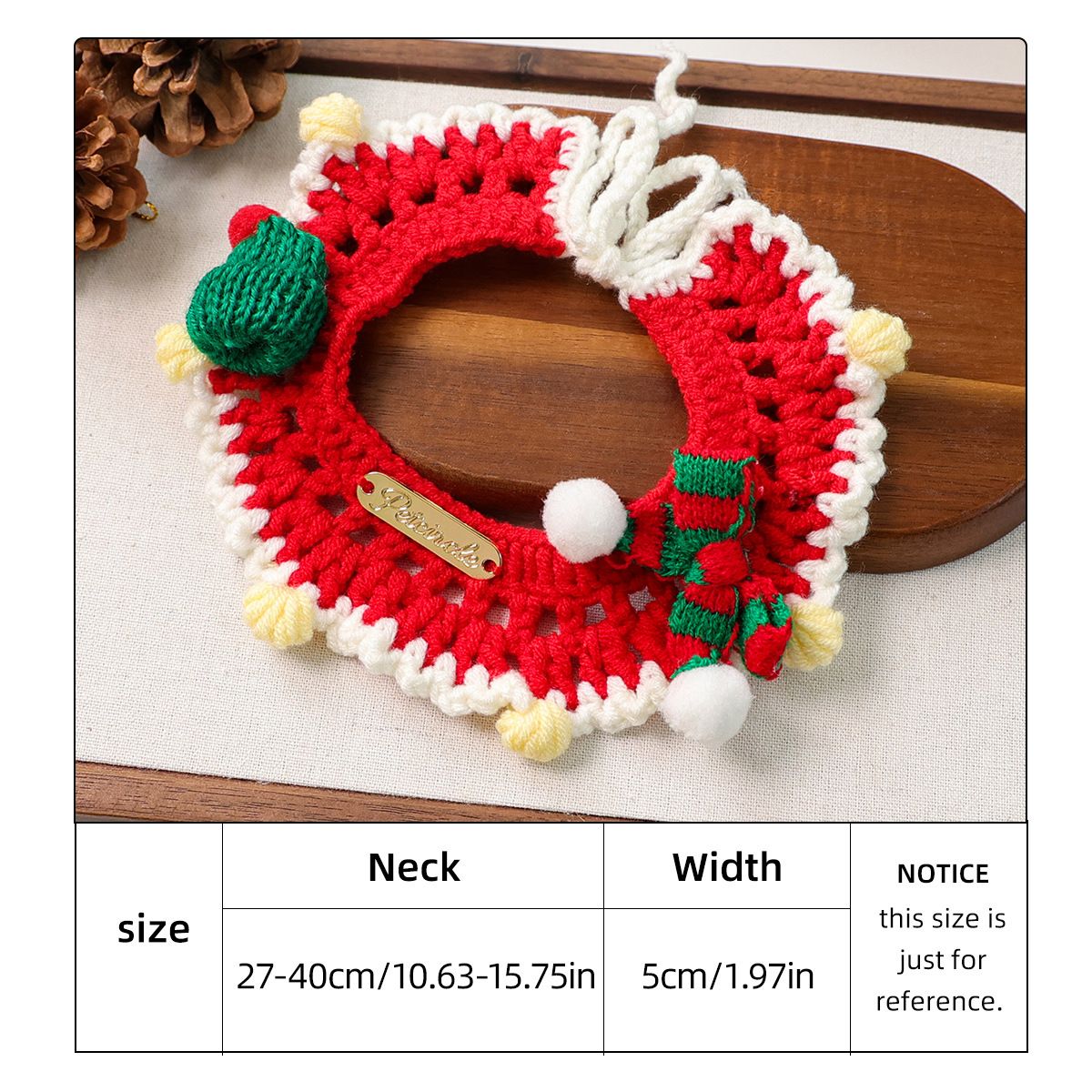 Christmas Pet Collar(Red scarf and hat) Knitted Festive Dog Cat Collar Red Green Adjustable Soft Lightweight Holiday Pet Accessories for Small Dogs and Cats Party Wear Kemu |Fashion Home Kitchen Beauty