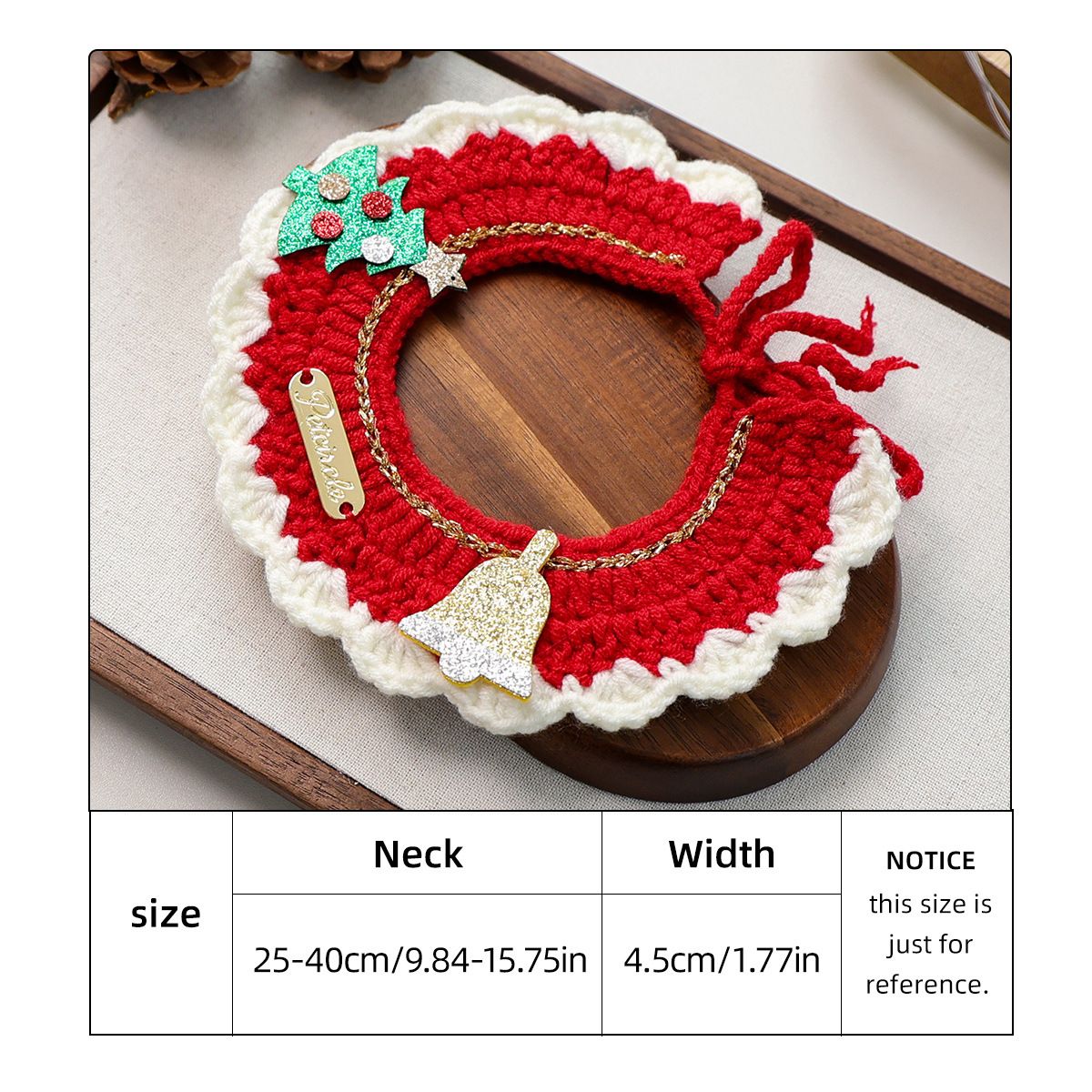 Christmas Pet Collar(Tree bell) Knitted Festive Dog Cat Collar Red Green Adjustable Soft Lightweight Holiday Pet Accessories for Small Dogs and Cats Party Wear Kemu |Fashion Home Kitchen Beauty