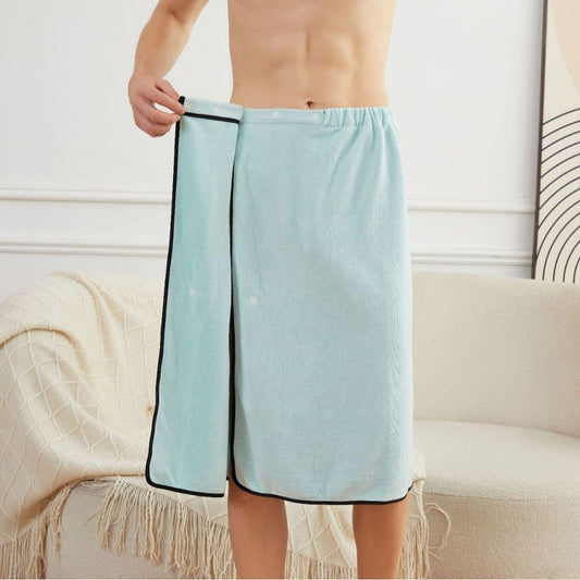 Men's Bath Wrap Microfiber Quick Dry Absorbent Adjustable Snap Closure Light blue Bath Towel Wrap Lightweight Bathroom Spa Gym Travel Use 70x150cm Comfortable Fit Kemu |Fashion Home Kitchen Beauty