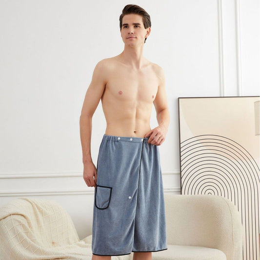 Men's Bath Wrap Microfiber Quick Dry Absorbent Adjustable Snap Closure Navy blue Bath Towel Wrap Lightweight Bathroom Spa Gym Travel Use 70x150cm Comfortable Fit Kemu |Fashion Home Kitchen Beauty