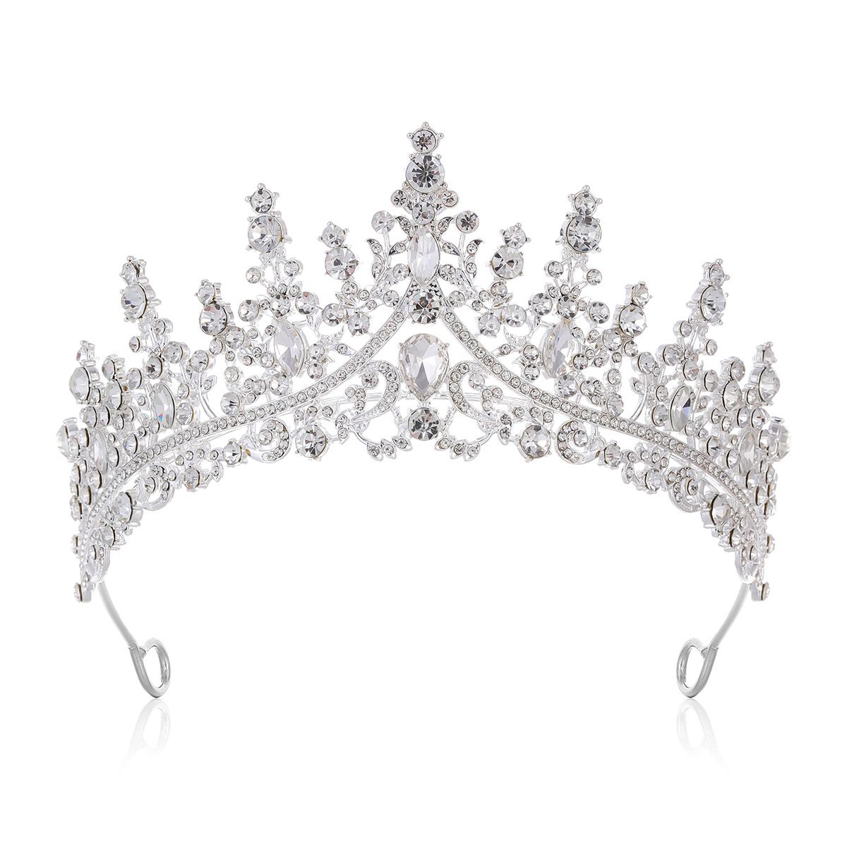 Pearl Tassel Necklace & Rhinestone Tiara Set Bridal Crown Jewelry Accessories for Wedding Bride Prom Party Evening Events Kemu |Fashion Home Kitchen Beauty