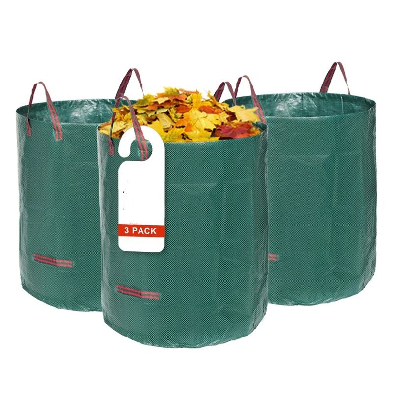Reusable Yard Waste Bags Lawn And Leaf Bags 3 Pack, Heavy Duty Garden Bags With Gardening Gloves, Standable Garden Waste Bag With 4 Handles（45*38cm) Kemu |Fashion Home Kitchen Beauty
