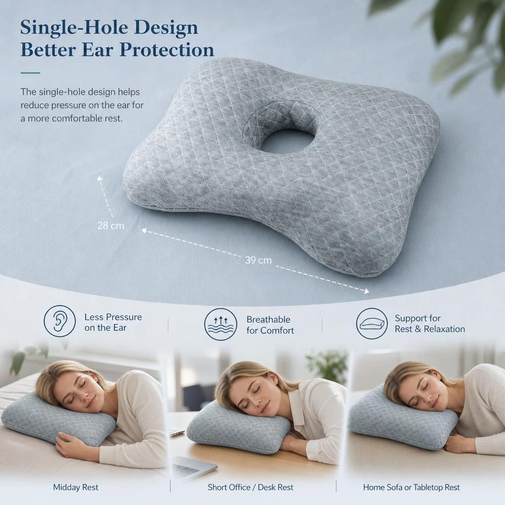 Plaid Grey Single Hole Ear Pillow 39x28x6, Minimal Neutral Tone Home Decor Kemu |Fashion Home Kitchen Beauty