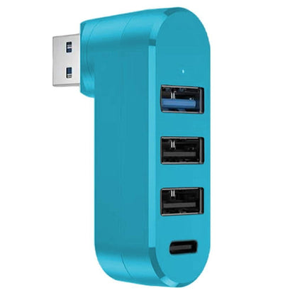 4-Port USB 3.0 Hub 180-Degree Rotating USB Splitter for Laptop Car Blue - Kemu |Fashion Home Kitchen Beauty