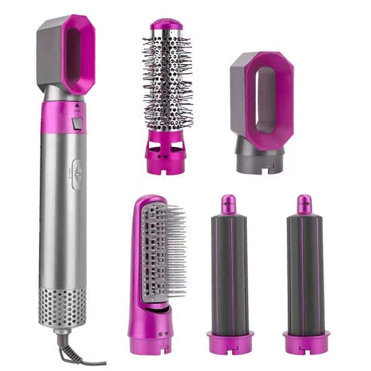 5 in 1 Hot Air Brush Hair Styler Set, Multi Interchangeable Attachments Hair Dryer Brush, Straightener Curler Volumizer Comb, Ionic Blow Dryer Styling Tool for All Hair Types（Bright Fuchsia） Kemu |Fashion Home Kitchen Beauty