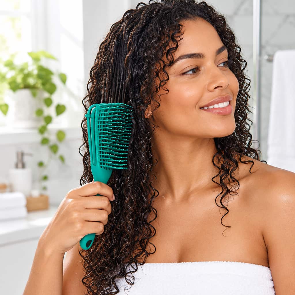Green Adjustable Detangling Hair Brush – Wet & Dry, 8 Rows