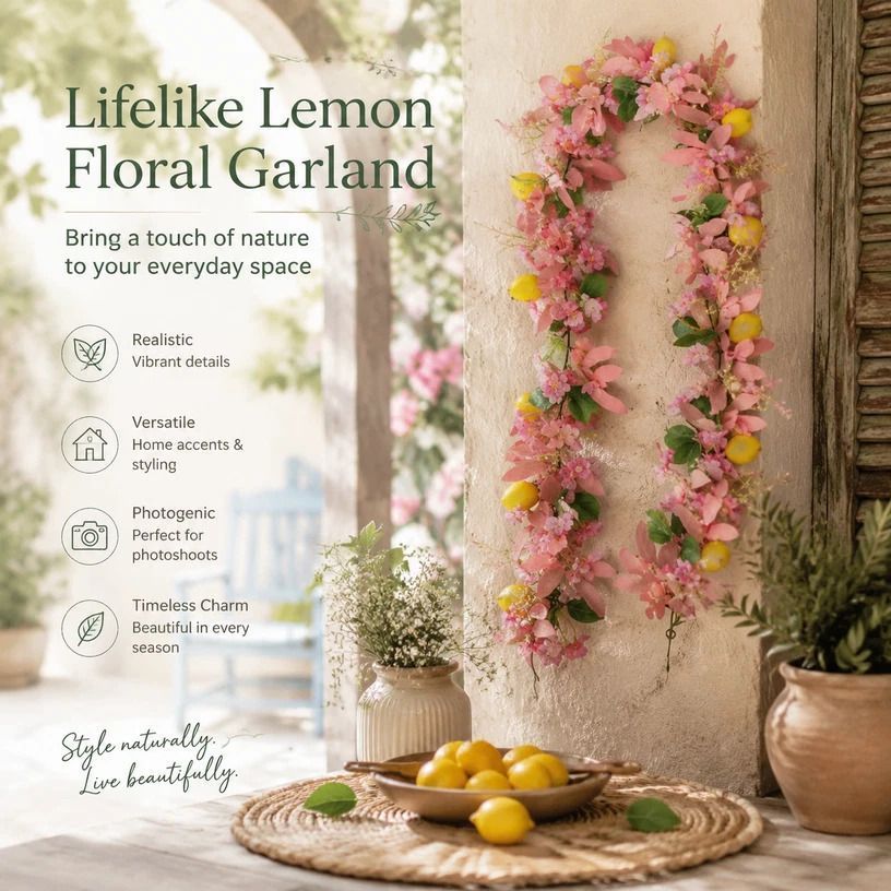 Spring Butterfly Style B Faux Lemon Garland Patio Door Styling Kemu |Fashion Home Kitchen Beauty