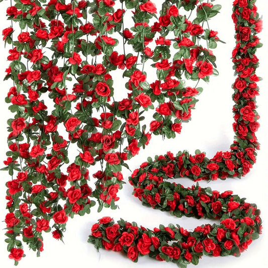 Artificial Rose Vine - Red 2.5m Kemu |Fashion Home Kitchen Beauty