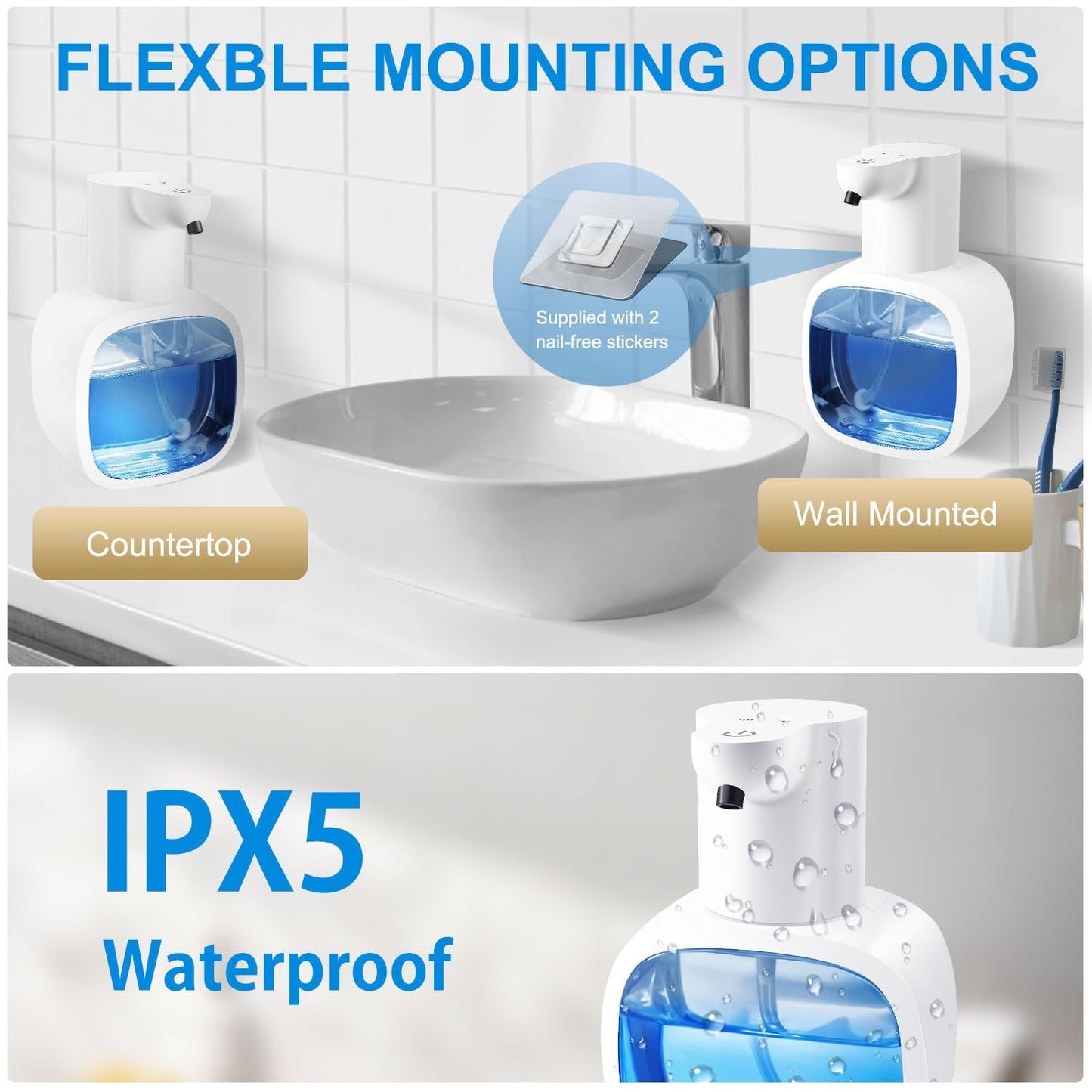 Automatic Foaming Soap Dispenser with 500ml/17oz Capacity, Touchless Soap Dispenser with 4 Level Adjustable, Rechargeable, Wall-Mounted, Waterproof for Kitchen, Bathroom, Hotel, Restaurant（Excluding liquids） Kemu |Fashion Home Kitchen Beauty