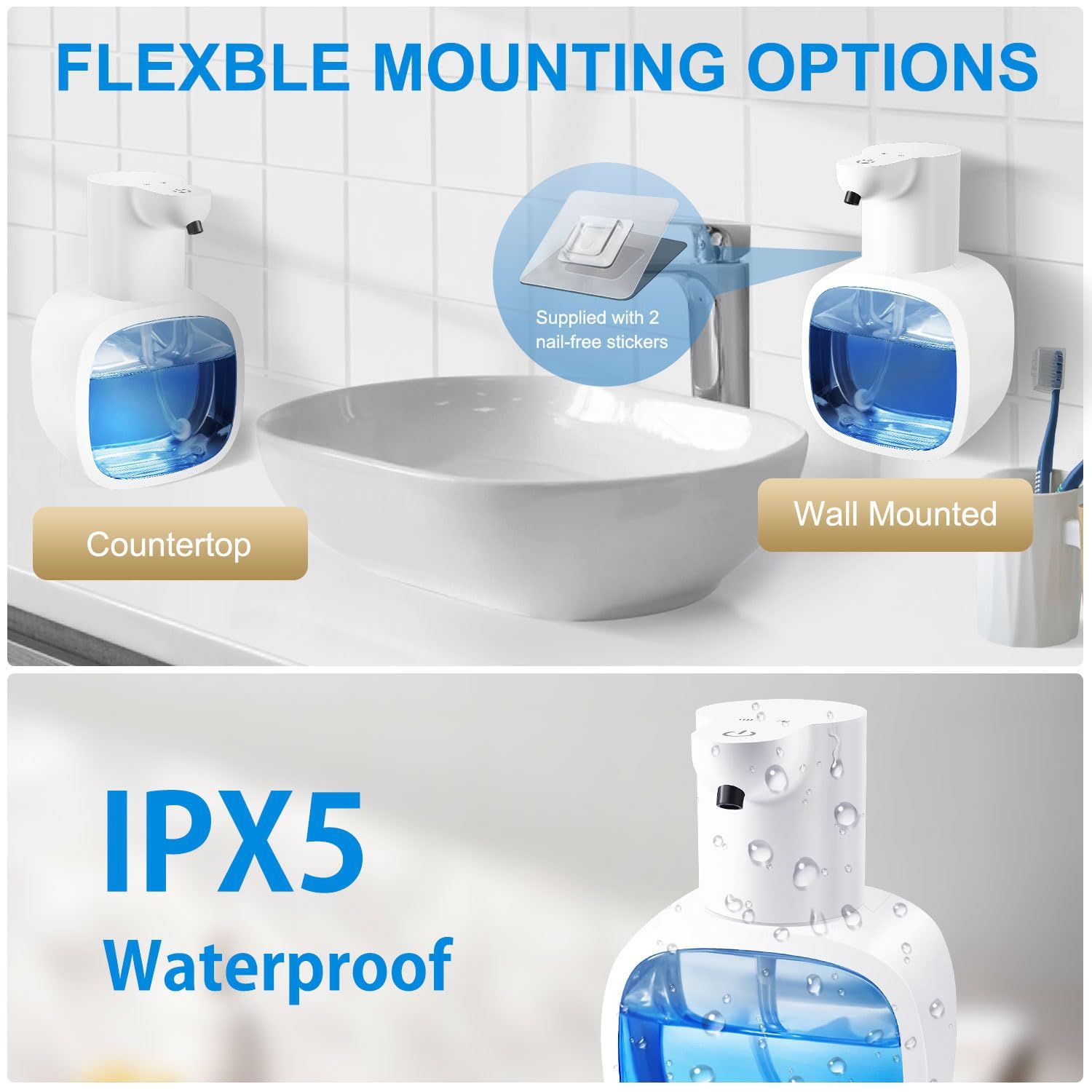 Automatic Foaming Soap Dispenser with 500ml/17oz Capacity, Touchless Soap Dispenser with 4 Level Adjustable, Rechargeable, Wall-Mounted, Waterproof for Kitchen, Bathroom, Hotel, Restaurant（Excluding liquids） Kemu |Fashion Home Kitchen Beauty