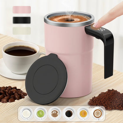 Self-Stirring Coffee Mug Automatic Stir Mug LED Temperature Mug Rechargeable - Pink - Size 380ML Kemu |Fashion Home Kitchen Beauty