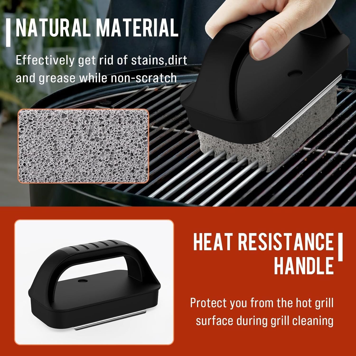 BBQ Grill Cleaning Kit - Grill Scraper, 3 Cleaning Blocks & 4 Nylon Scouring Pads and 2 Ergonomic Handles for Flat Top Grills, Kemu |Fashion Home Kitchen Beauty