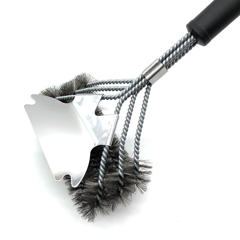 3-Row Heavy Duty BBQ Wire Grill Cleaning Brush with Scraper, Barbecue Grill Grate Cleaner for Gas Charcoal Smokers and Outdoor BBQ Use Kemu |Fashion Home Kitchen Beauty