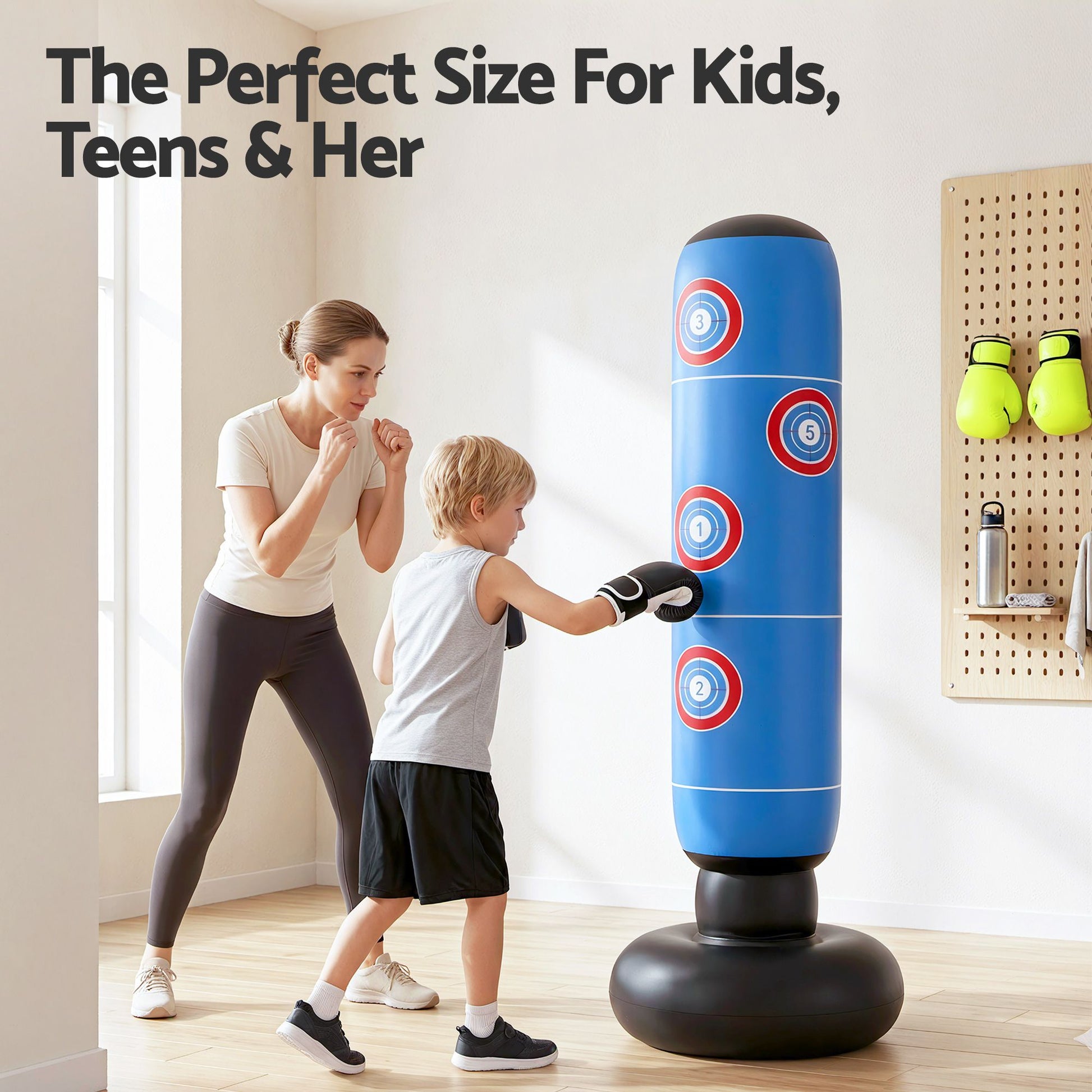 Everfit Freestanding Punching Bag Boxing Stand Inflatable Fitness 164cm Blue Kemu |Fashion Home Kitchen Beauty