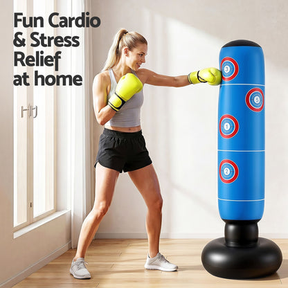 Everfit Freestanding Punching Bag Boxing Stand Inflatable Fitness 164cm Blue Kemu |Fashion Home Kitchen Beauty