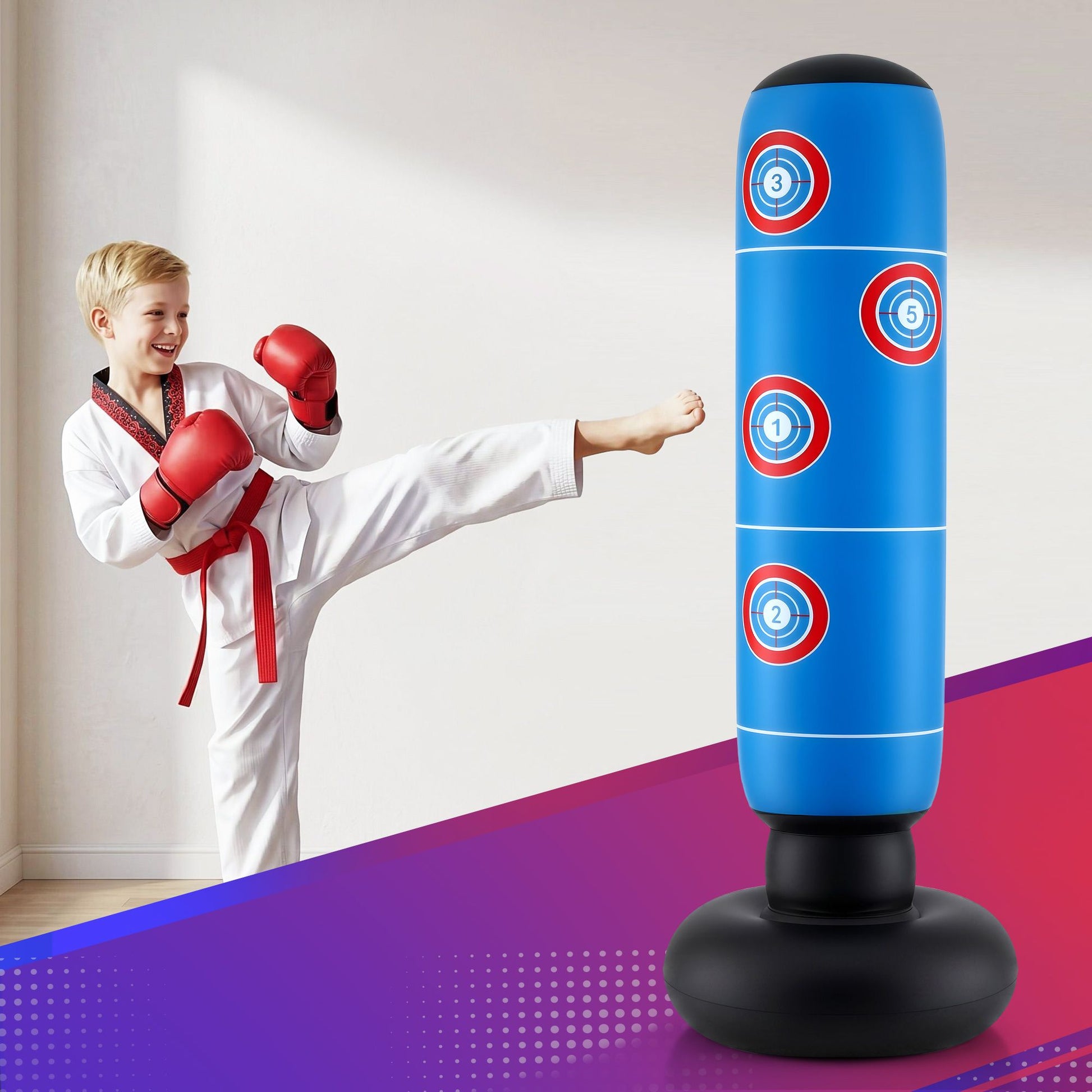 Everfit Freestanding Punching Bag Boxing Stand Inflatable Fitness 164cm Blue Kemu |Fashion Home Kitchen Beauty