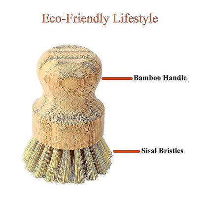 Bamboo Dish Scrub Brush with Soap Dish | Wooden Kitchen Scrubber for Cast Iron, Pans & Pots Kemu |Fashion Home Kitchen Beauty