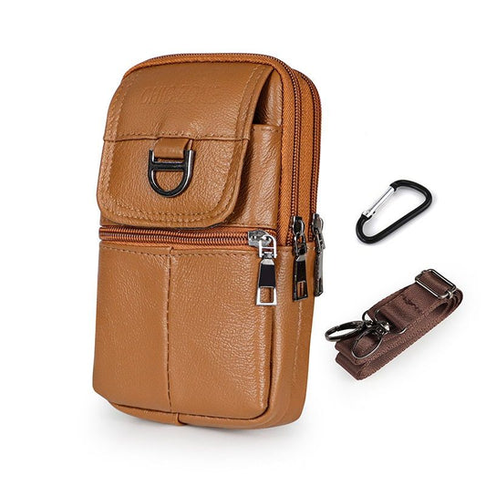 Yellow Leather Belt Phone Pouch - Multi-Pocket Waist Bag with Shoulder Strap, Durable Zipper Closure for Work, Cycling & Daily Carry Kemu |Fashion Home Kitchen Beauty