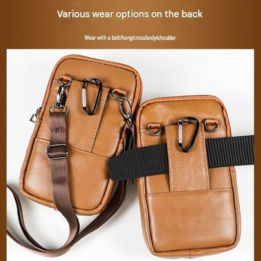 Yellow Leather Belt Phone Pouch - Multi-Pocket Waist Bag with Shoulder Strap, Durable Zipper Closure for Work, Cycling & Daily Carry Kemu |Fashion Home Kitchen Beauty