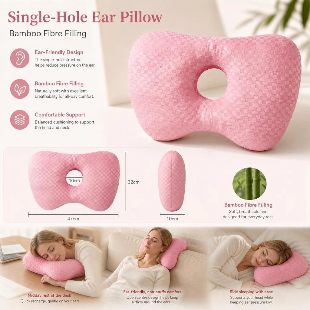 Big Size Pressure Relief Ear Pillow 47x32x10, Pink, Thoughtful Gift For Long Hours Rest Kemu |Fashion Home Kitchen Beauty