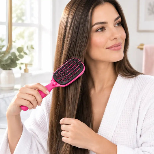 Black & Pink Foldable Vent Hair Brush – Removable Cleaning Pad