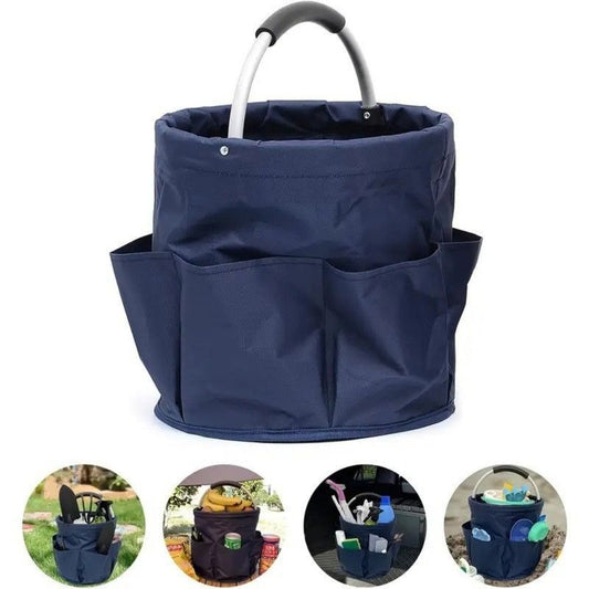 Foldable Handheld Storage Bucket with 6 Pockets, Oxford Garden Tool & Picnic Organizer Tote - Blue - Kemu |Fashion Home Kitchen Beauty