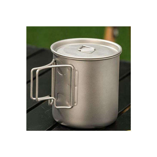 Titanium Camping Mug 400ml | Lightweight Cup with Lid & Foldable Handle Kemu |Fashion Home Kitchen Beauty