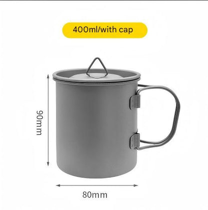 Camping Mug 400ml (13.53oz) with Lid – Ultra Lightweight Titanium Coffee Cup, Foldable Handle Outdoor Water Cup for Camping, Hiking, Travel, Backpacking and Adventure Kemu |Fashion Home Kitchen Beauty