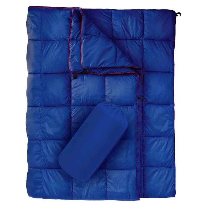 200x140cm Blue Large Outdoor Camping Down Cotton Wearable Warmth Blanket, Quilted Poncho Shawl Throw with Storage Bag, Lightweight Warm Camping Quilt for Camping Travel Home Use Kemu |Fashion Home Kitchen Beauty