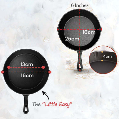 6inch 16cm Cast Iron Skillet Cookware Chef Quality Pre-Seasoned Pan Pans Kemu |Fashion Home Kitchen Beauty