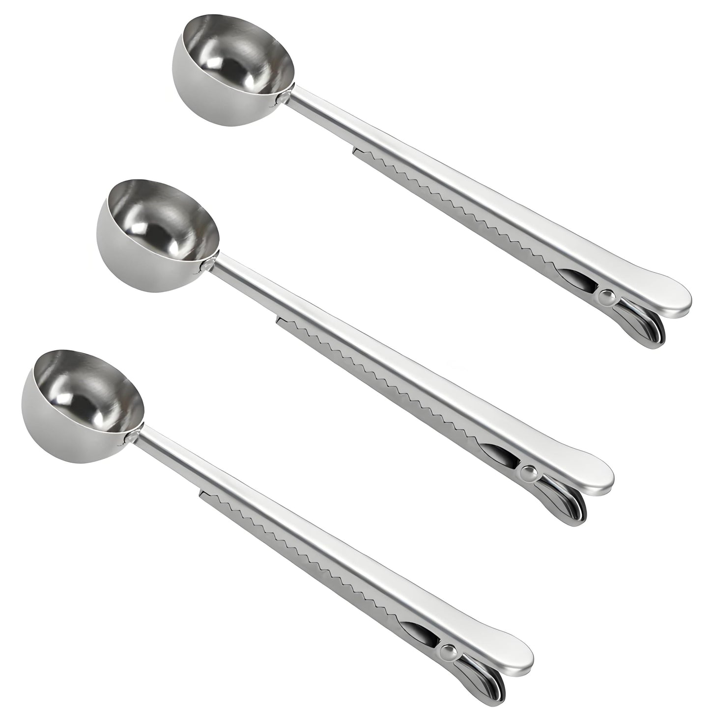 4 Pack of Coffee Scoops, stainless steel measuring scoop, with coffee bag clip, suitable for ground coffee, espresso beans, milk powder, protein powder Kemu |Fashion Home Kitchen Beauty